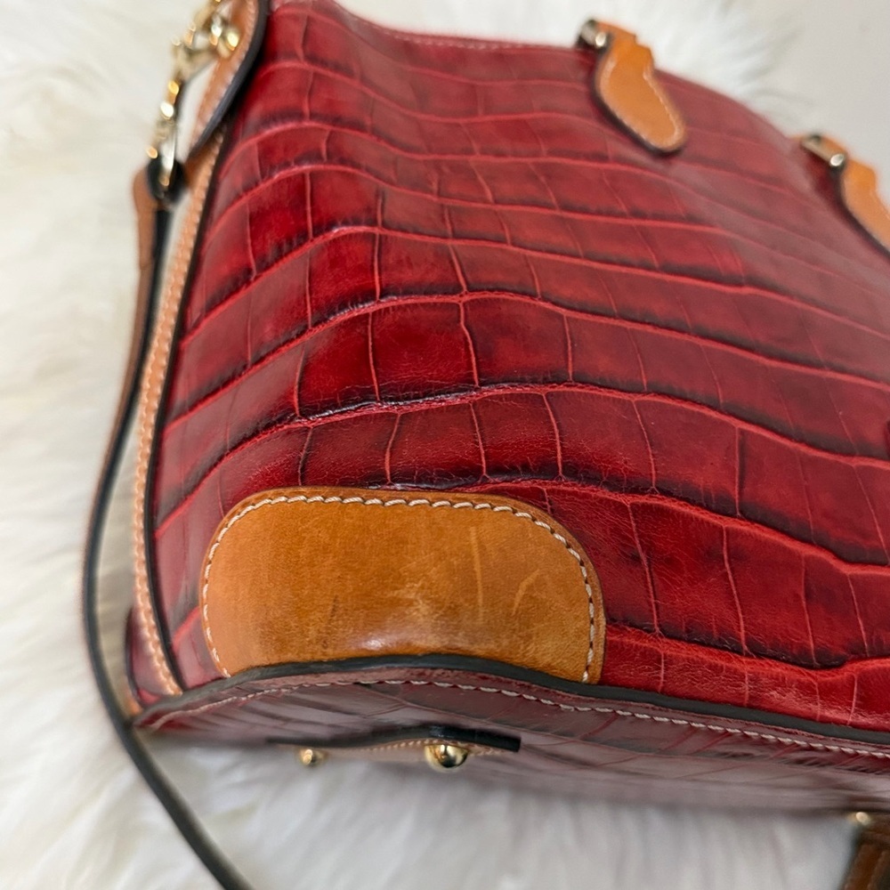 Dooney & Bourke Red Crocodile-Embossed Satchel - Picture 4 of 12
